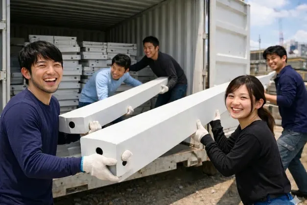 【午前中3時間だけ!!】プレハブ鋼材の荷下ろしのお手伝い(4/17 8:00～11:00)